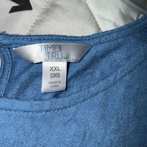 Time and Tru Relaxed Blue Ruched Tank Top - Picture 4 of 5